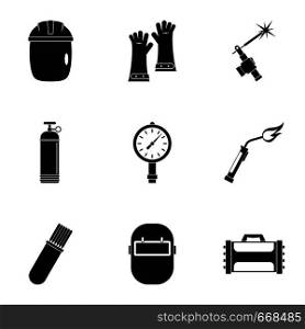 Welder instrument icon set. Simple set of 9 welder instrument vector icons for web isolated on white background. Welder instrument icon set, simple style