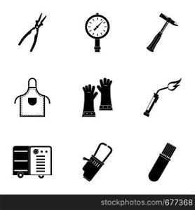 Welder profession icon set. Simple set of 9 welder profession vector icons for web isolated on white background. Welder profession icon set, simple style
