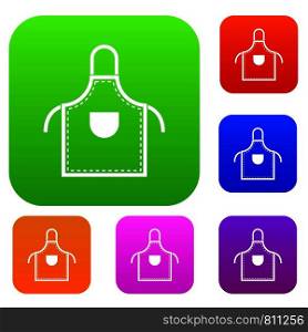 Welding apron set icon color in flat style isolated on white. Collection sings vector illustration. Welding apron set color collection
