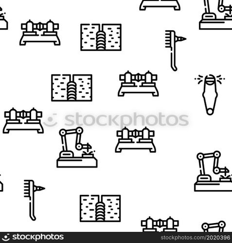 Welding Engineering Vector Seamless Pattern Thin Line Illustration. Welding Engineering Vector Seamless Pattern