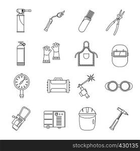 Welding icons set. Outline illustration of 16 welding vector icons for web. Welding icons set, outline style