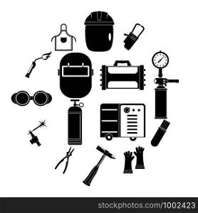 Welding icons set. Simple illustration of 16 welding vector icons for web. Welding icons set, simple style