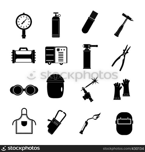 Welding icons set. Simple illustration of 16 welding vector icons for web. Welding icons set, simple style