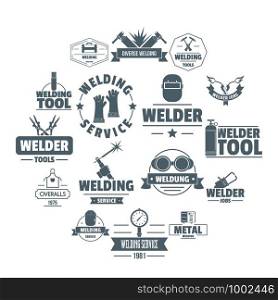 Welding logo icons set. Simple illustration of 16 welding logo vector icons for web. Welding logo icons set, simple style