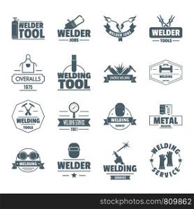 Welding logo icons set. Simple illustration of 16 welding logo vector icons for web. Welding logo icons set, simple style