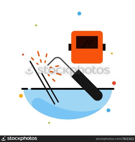 Welding, Machine, Mask, Factory, Industry Abstract Flat Color Icon Template