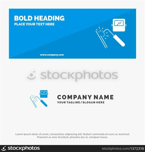Welding, Machine, Mask, Factory, Industry SOlid Icon Website Banner and Business Logo Template