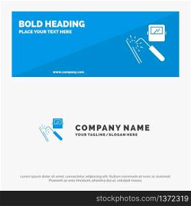 Welding, Machine, Mask, Factory, Industry SOlid Icon Website Banner and Business Logo Template
