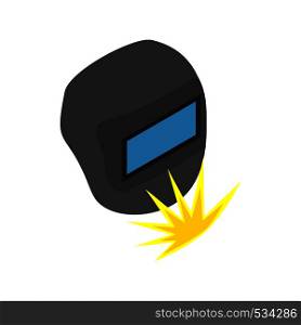 Welding mask icon in isometric 3d style on a white background. Welding mask icon, isometric 3d style