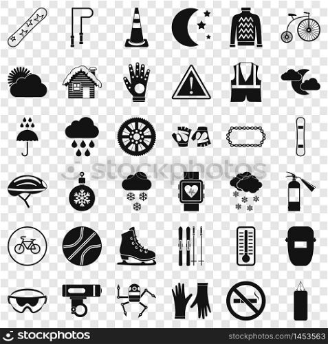 Welding mask icons set. Simple style of 36 welding mask vector icons for web for any design. Welding mask icons set, simple style