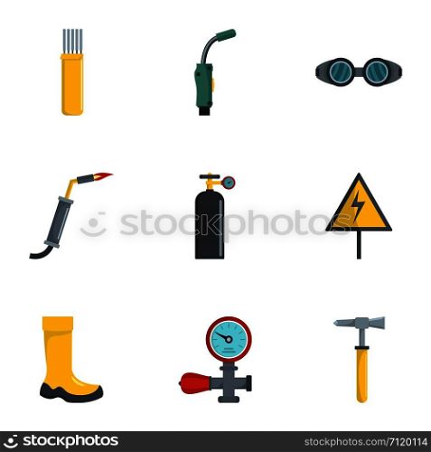 Welding tool icons set. Cartoon set of 9 welding tool vector icons for web isolated on white background. Welding tool icons set, cartoon style