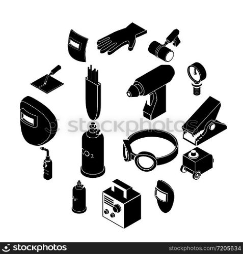 Welding tools icons set. Simple illustration of 16 welding tools icons set vector icons for web. Welding tools icons set, simple style