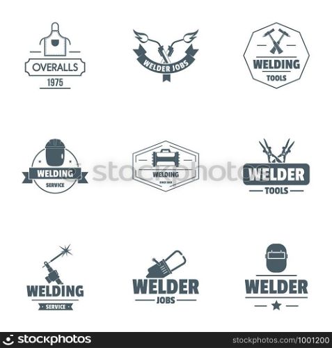 Welding unit logo set. Simple set of 9 welding unit vector logo for web isolated on white background. Welding unit logo set, simple style