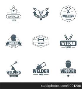 Welding unit logo set. Simple set of 9 welding unit vector logo for web isolated on white background. Welding unit logo set, simple style