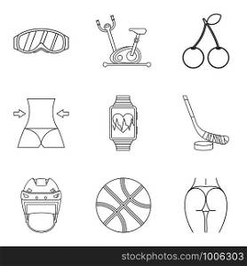 Well again icons set. Outline set of 9 well again vector icons for web isolated on white background. Well again icons set, outline style