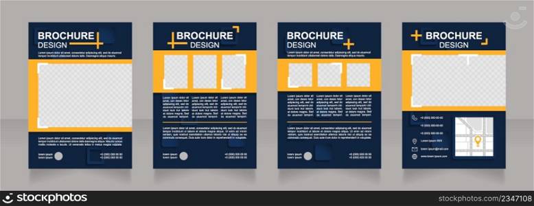 Well-developed image of brand creation blank brochure design. Template set with copy space for text. Premade corporate reports collection. Editable 4 paper pages. Arial Bold, Regular fonts used. Well-developed image of brand creation blank brochure design