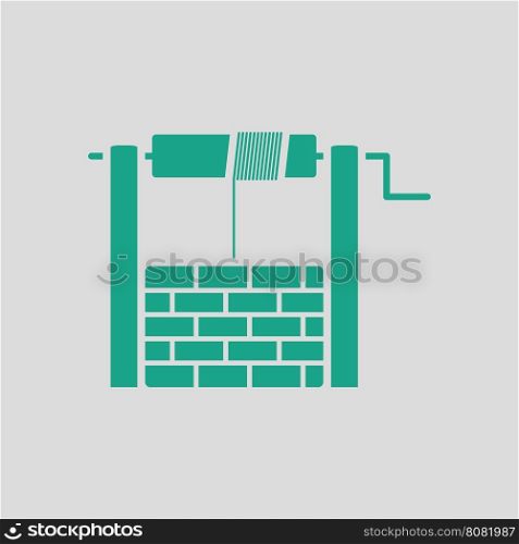 Well icon. Gray background with green. Vector illustration.