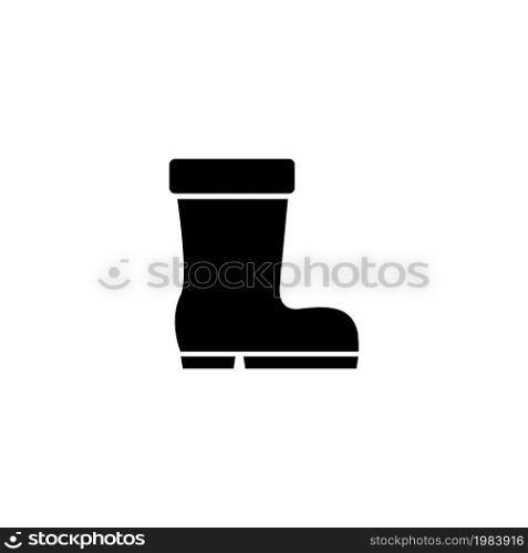 Wellington Boot, Rubber Shoe Footwear. Flat Vector Icon illustration. Simple black symbol on white background. Wellington Boot, Rubber Shoe Footwear sign design template for web and mobile UI element. Wellington Boot, Rubber Shoe Footwear Flat Vector Icon
