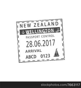 Wellington port visa st&isolated. Vector passport control, arrival by sea to New Zealand. Passport control in Wellington isolated visa st&