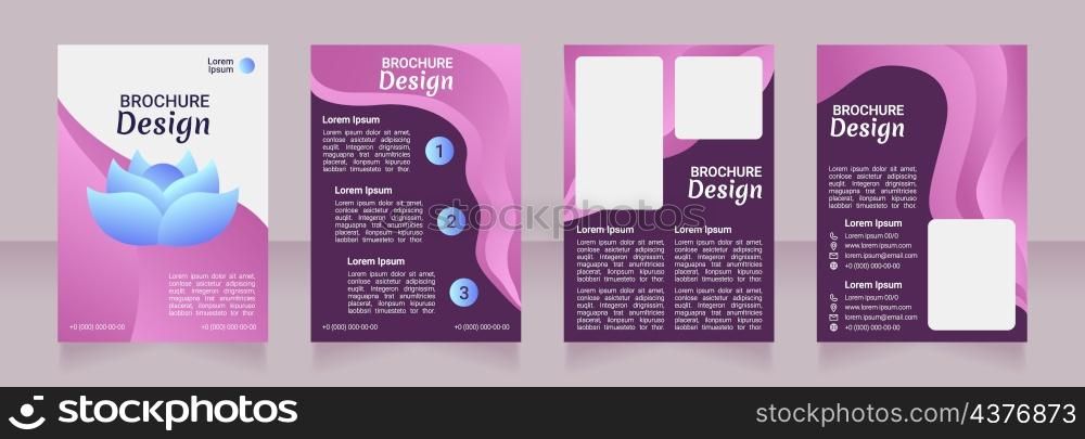 Wellness blank brochure design. Meditation class. Template set with copy space for text. Premade corporate reports collection. Editable 4 paper pages. Robot Medium, Light, Merienda Bold fonts useds. Wellness blank brochure designs