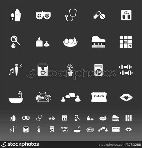 Wellness icons on gray background, stock vector