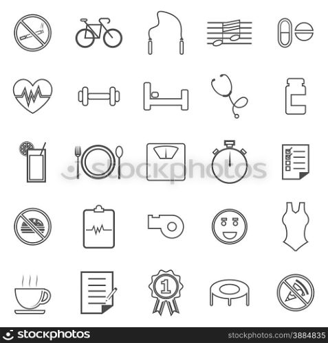 Wellness line icons on white background, stock vector
