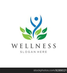 Wellness natural abstract logo design with unique natural person and leaf concept with creative idea.Logo for business, health, meditation, relaxation.