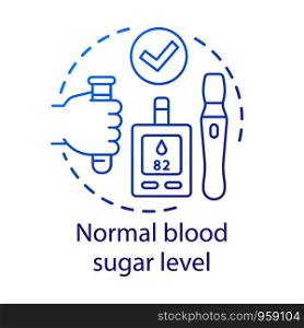 Wellness, normal blood sugar level concept icon. Healthy lifestyle idea thin line illustration. Diabetes medical treatment, health care. Glucometer and insulin pen vector isolated outline drawing