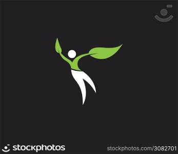 Wellness people health logo vector illustration on black background