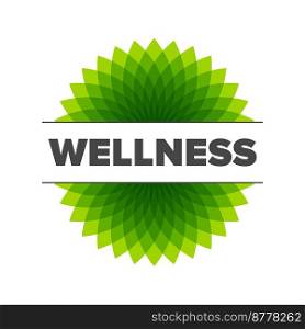 Wellness - vector logo template illustration with green leafs. Wellness - vector logo template illustration