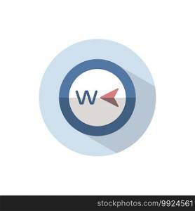 West direction. Flat color icon on a circle. Weather vector illustration
