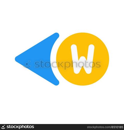 west direction, icon on isolated background