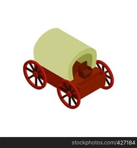 Western covered wagon isometric 3d icon on a white background. Western covered wagon isometric 3d icon