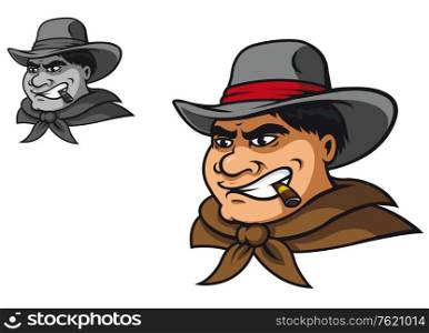 Western cowboy in cartoon style for mascot
