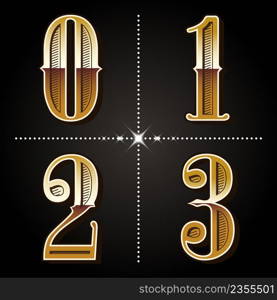 western gradient alphabet letters vintage numbers vector (0,1,2,3)