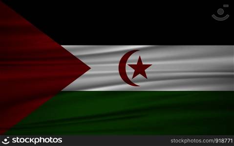 Western Sahara flag vector. Vector flag of Western Sahara blowig in the wind. EPS 10.
