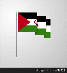 Western Sahara waving Flag creative background
