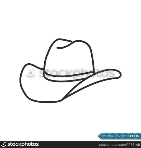 Western Style Cowboy Hat Icon Vector Template Flat Design Illustration Design