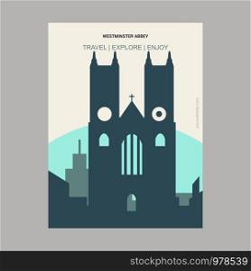 Westminster Abbey London , UK Vintage Style Landmark Poster Template