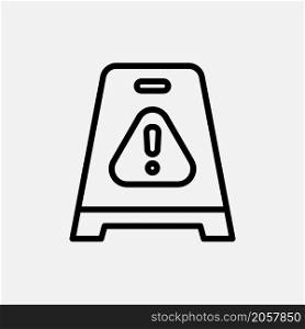 wet floor warning sign icon vector line style