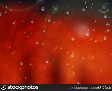 Wet window with the background of the autumn night city. plus EPS10 vector file. Autumn night city. plus EPS10