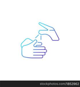 Wetting hands with water gradient linear vector icon. Good hygiene practice. Using warm water. Proper handwashing. Thin line color symbol. Modern style pictogram. Vector isolated outline drawing. Wetting hands with water gradient linear vector icon