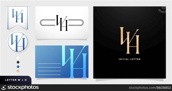 WH monogram letter company logo elements templates alphabet for business card, advertisement material, collage prints, ads c&aign marketing, screen printing, letterpress golden foil invitation cards