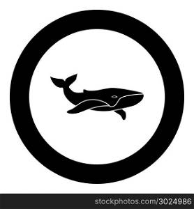 Whale black icon in circle vector illustration isolated