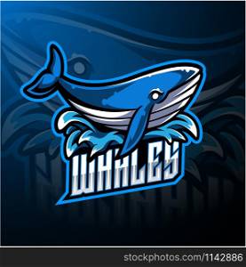 Whale esport mascot logo design