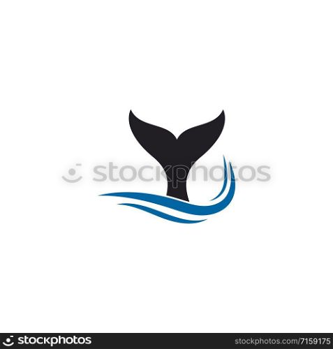 whale fin logo with waves icon illustration design
