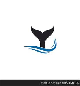 whale fin logo with waves icon illustration design