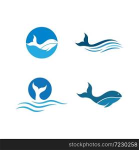 Whale fish logo illustration vector flat design