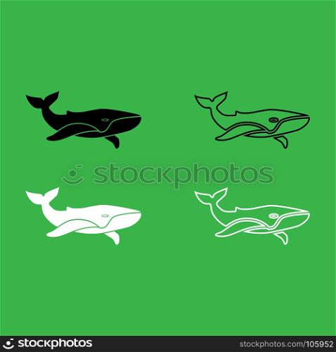 Whale icon Black and white color set . Whale icon . Black and white color set .