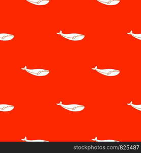 Whale pattern repeat seamless in orange color for any design. Vector geometric illustration. Whale pattern seamless